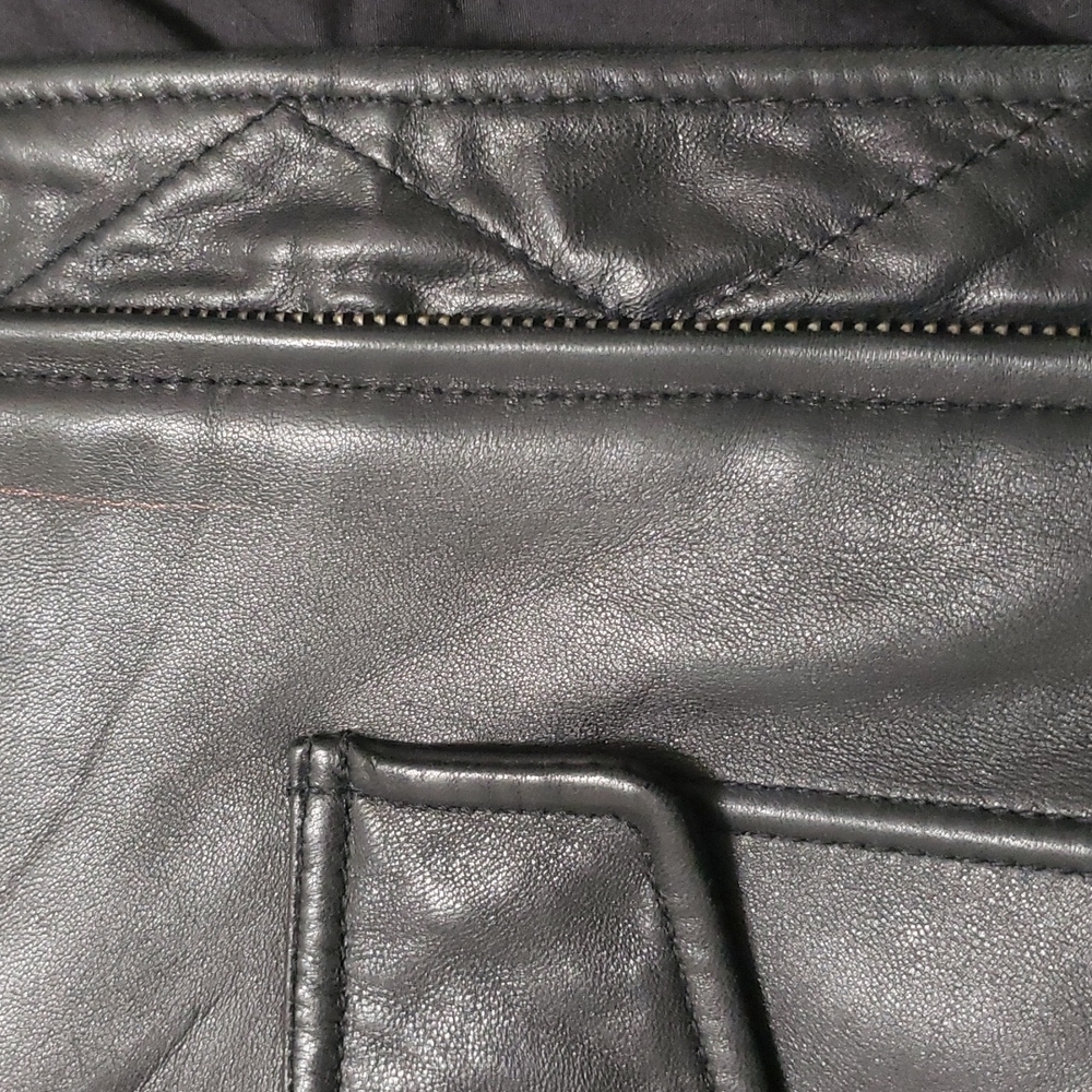 ROUNDTREE & YORK Black Lambskin Leather Bomber Jacket - Picture 6 of 14